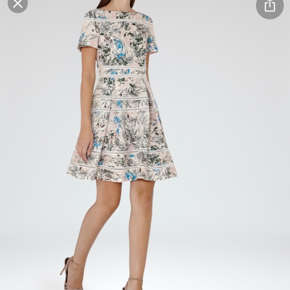 Reiss Mella crew neck printed dress US 8